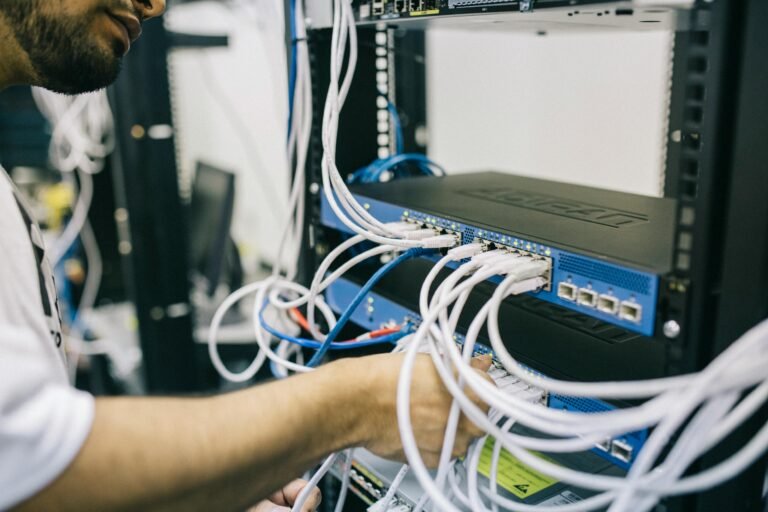 IT technician managing servers in a secure Chattanooga data center