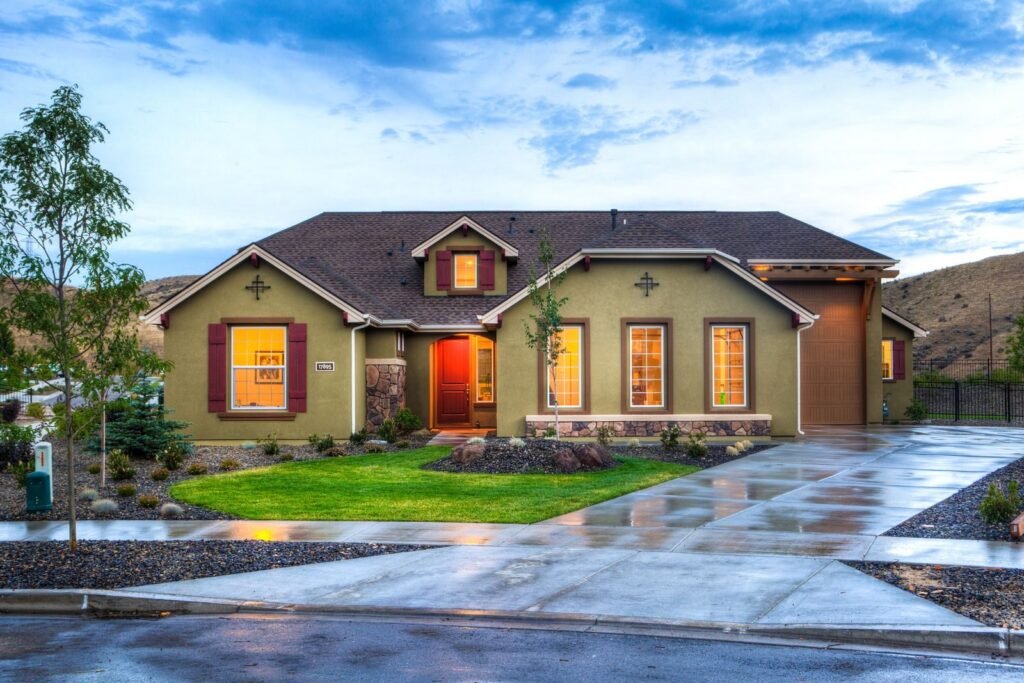 Modern residential home powered by a Ubiquiti UniFi network at dusk